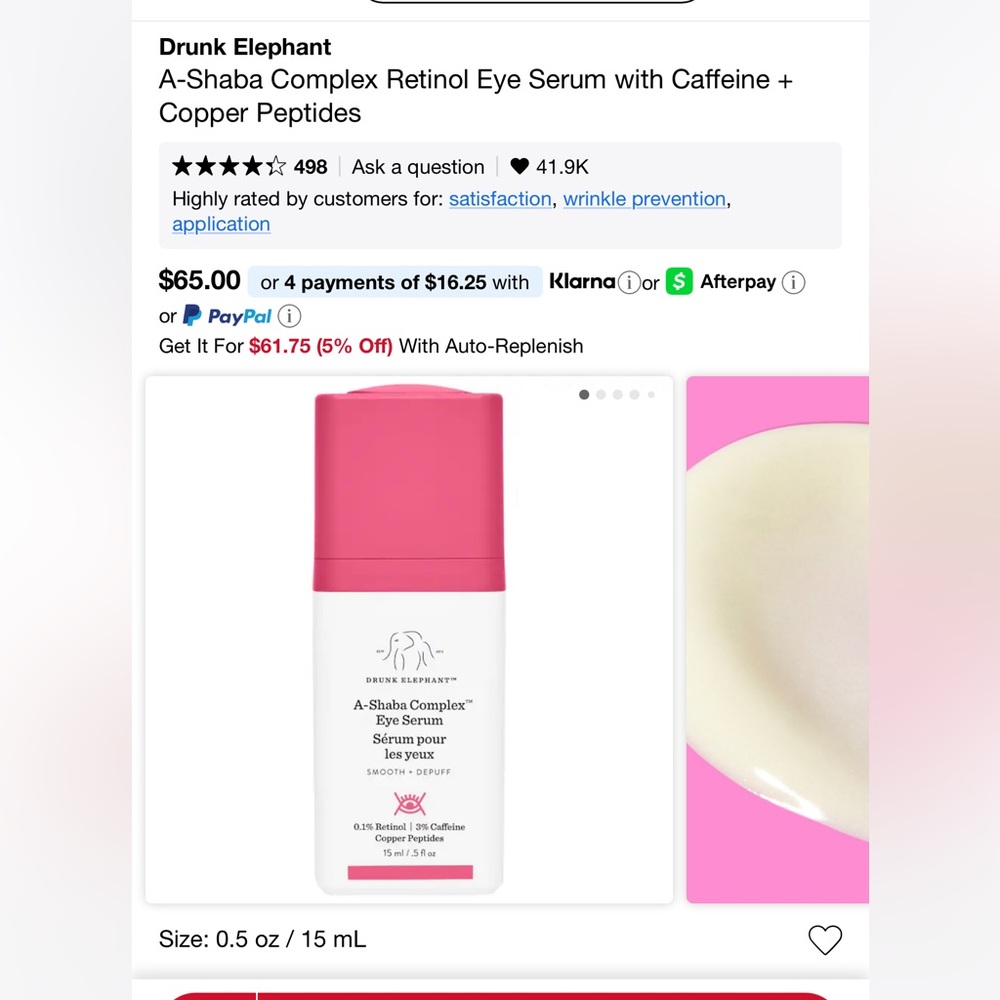 New! Drunk Elephant A-Shaba Complex Retinol Eye Serum